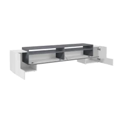 Base TV bianco lucido e ardesia 210x45x45h cm 3 ante - Amis