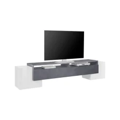 Base TV bianco lucido e ardesia 210x45x45h cm 3 ante - Amis