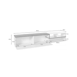 Mobili Porta Tv|Salotto > Dmora Base TV bianco lucido e ardesia 240x45x52h cm 3 ante - Tiche Grigio Ardesia, Bianco Lucido