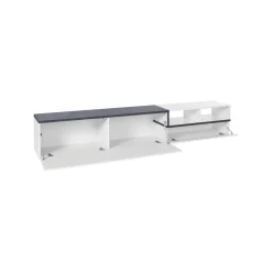 Mobili Porta Tv|Salotto > Dmora Base TV bianco lucido e ardesia 240x45x52h cm 3 ante - Tiche Grigio Ardesia, Bianco Lucido