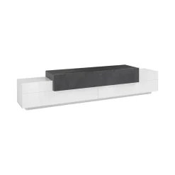Mobili Porta Tv|Salotto > Dmora Base TV bianco lucido e ardesia 240x45x52h cm 3 ante - Tiche Grigio Ardesia, Bianco Lucido