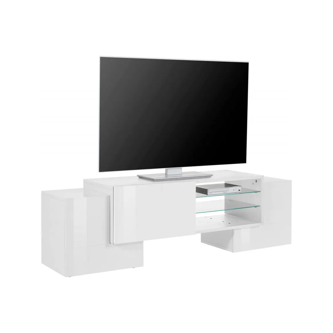 Base TV bianco lucido 100x45x45h cm 3 ante - Moldavite