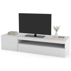 Base TV bianco lucido 150x40x37h cm 2 ante - Ardy