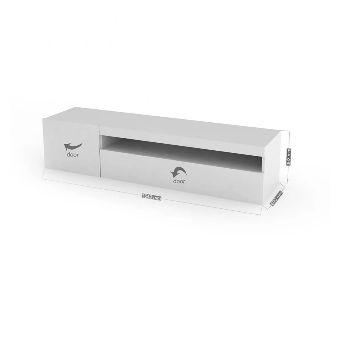 Base TV bianco lucido 150x40x37h cm 2 ante - Ardy