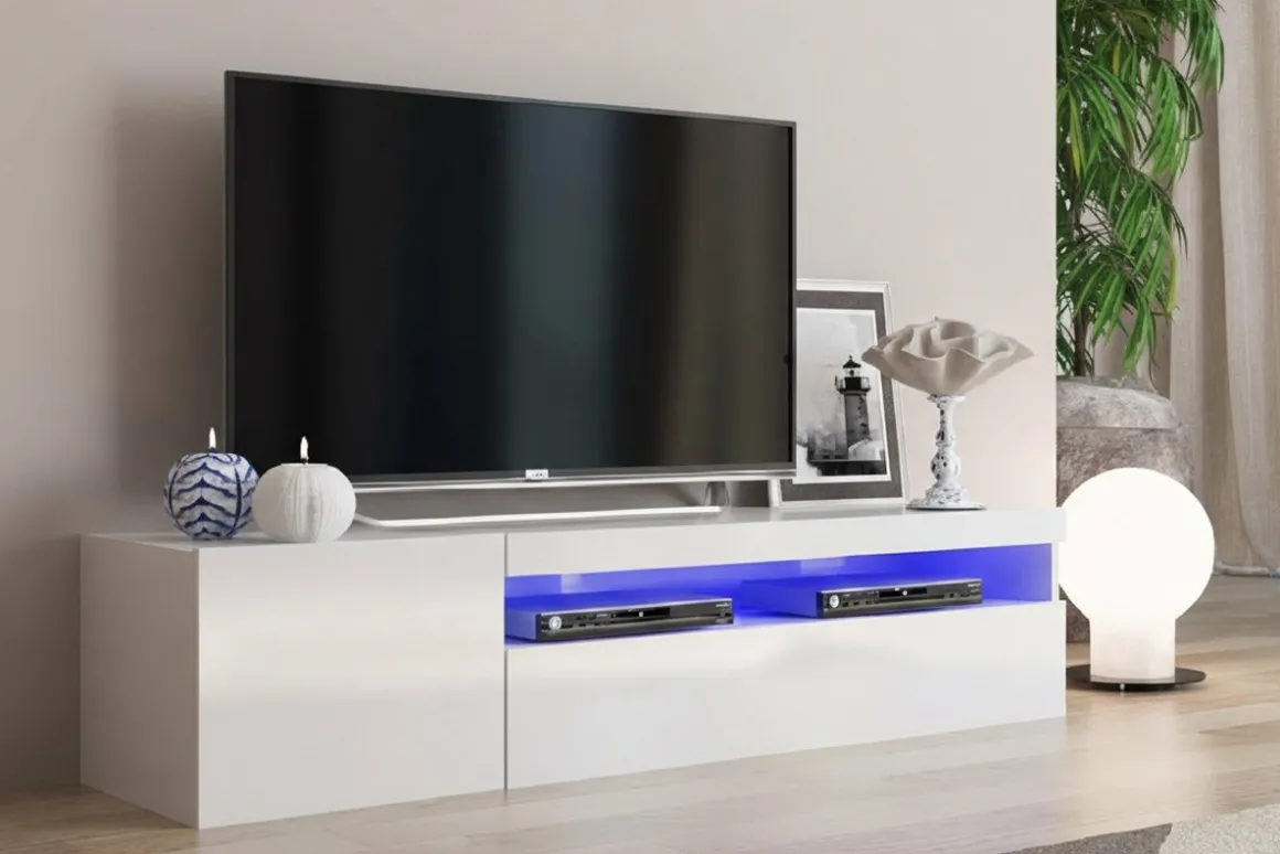 Base TV bianco lucido 150x40x37h cm 2 ante - Ardy