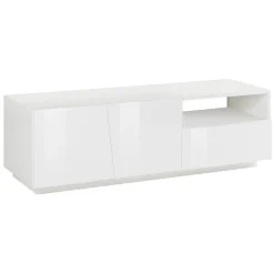 Mobili Porta Tv|Salotto > Dmora Base TV 150x43x46h cm 2 ante e 1 cassetto - Aiace Bianco Lucido