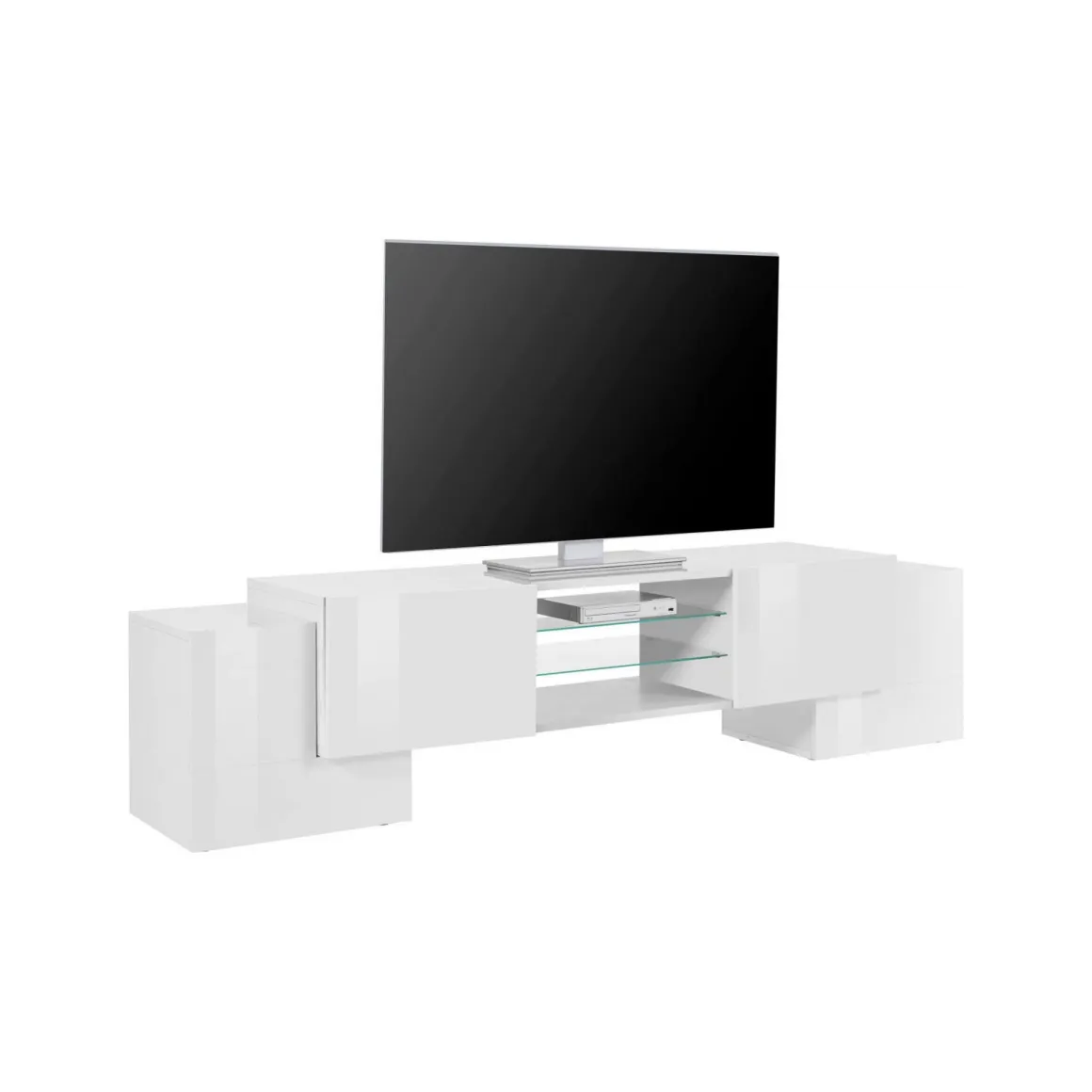 Mobili Porta Tv|Salotto > Dmora Base TV 200x40x37h cm 3 ante - Amore Bianco Lucido
