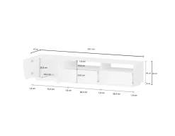 Base TV bianco lucido 200x43x46h cm 2 ante e 2 cassetti - Arghi