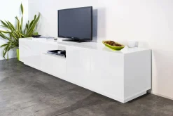 Base TV bianco lucido 220x41x46h cm 4 ante e 1 cassetto - Ajuly