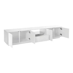 Base TV bianco lucido 220x41x46h cm 4 ante e 1 cassetto - Ajuly