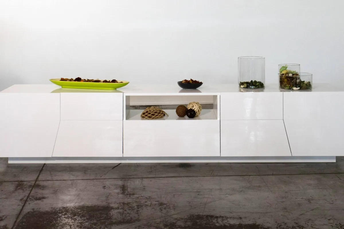 Mobili Porta Tv|Salotto > Dmora Base TV 220x43x46h cm 4 ante e 1 cassetto - Animai Bianco Lucido