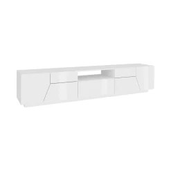 Mobili Porta Tv|Salotto > Dmora Base TV 220x43x46h cm 4 ante e 1 cassetto - Animai Bianco Lucido