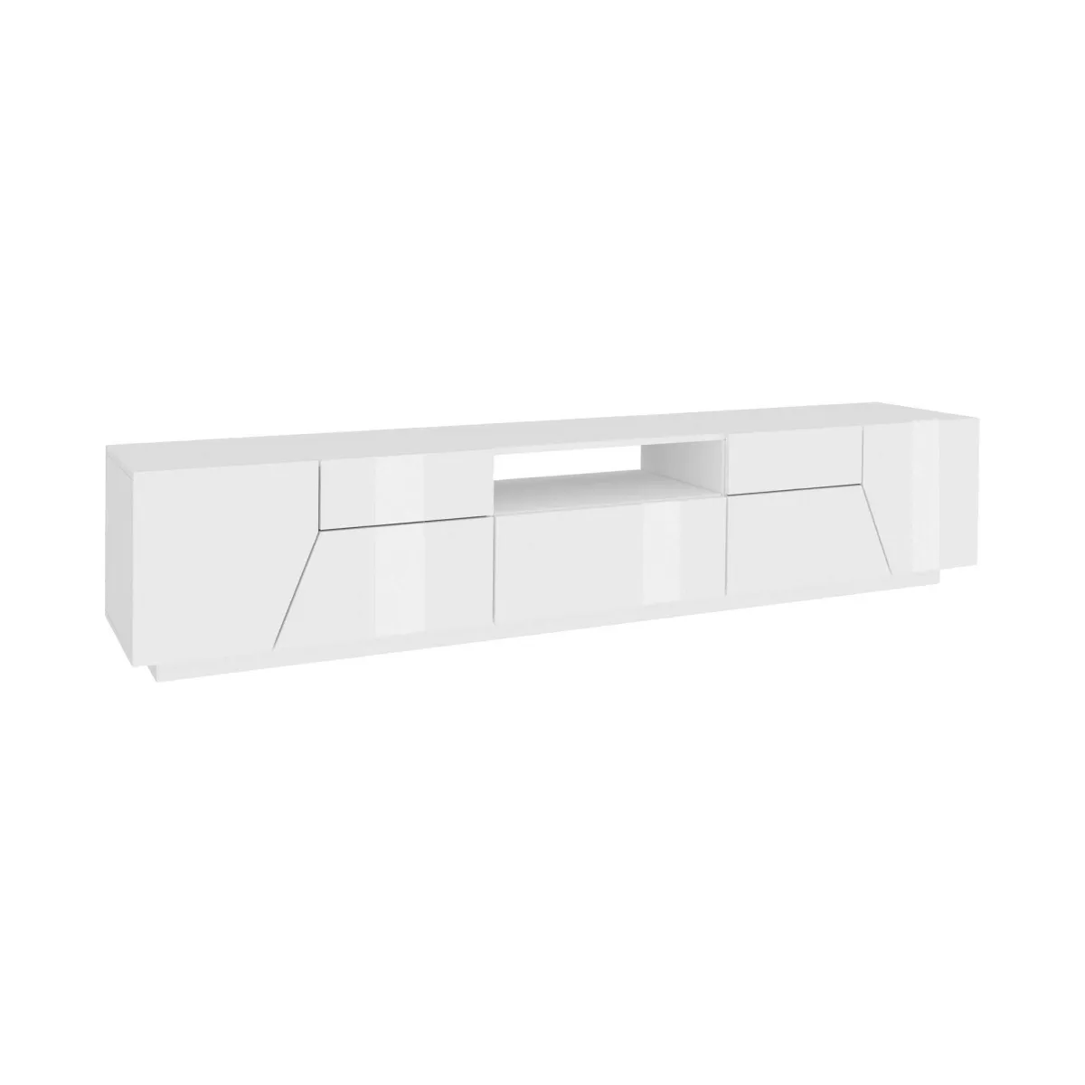 Mobili Porta Tv|Salotto > Dmora Base TV 220x43x46h cm 4 ante e 1 cassetto - Animai Bianco Lucido