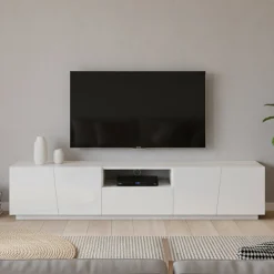 Base TV bianco lucido 220x43x46h cm 4 ante e 1 cassetto - Azzurras