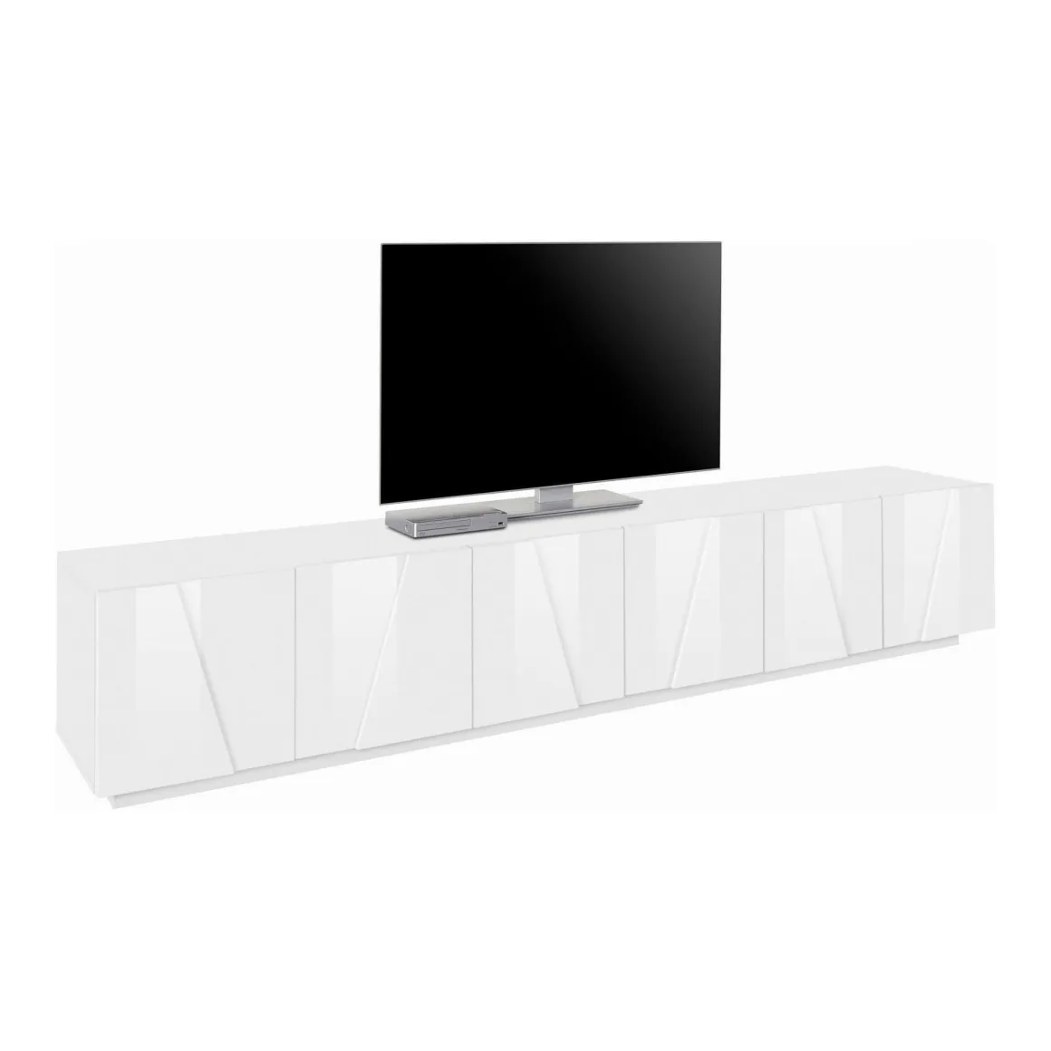 Mobili Porta Tv|Salotto > Dmora Base TV 260x41x46h cm 4 ante e 2 cassetti - Albak Bianco Lucido