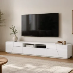 Base TV bianco lucido 260x43x46h cm 4 ante e 2 cassetti - Asdrubale