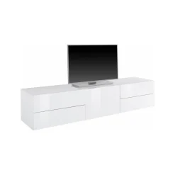 Salotto > Dmora Base TV 170x40x35h cm 4 cassetti - Ardesia Bianco Lucido