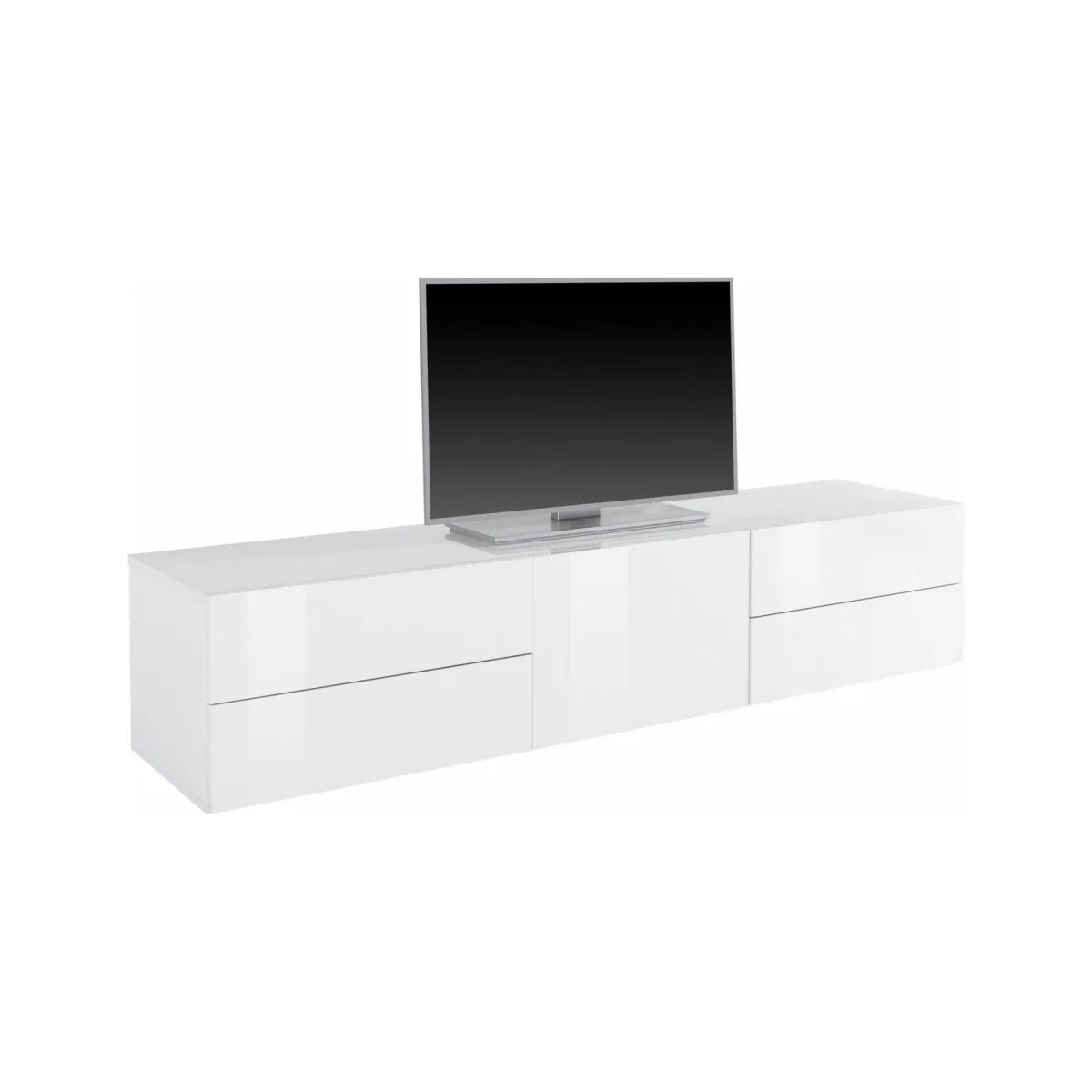 Salotto > Dmora Base TV 170x40x35h cm 4 cassetti - Ardesia Bianco Lucido