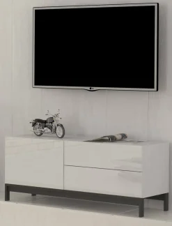 Salotto > Dmora Base TV 110x40x47h cm in legno - Azad Bianco Lucido