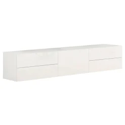 Base TV bianco lucido 170x40x35h cm in legno - Ariad