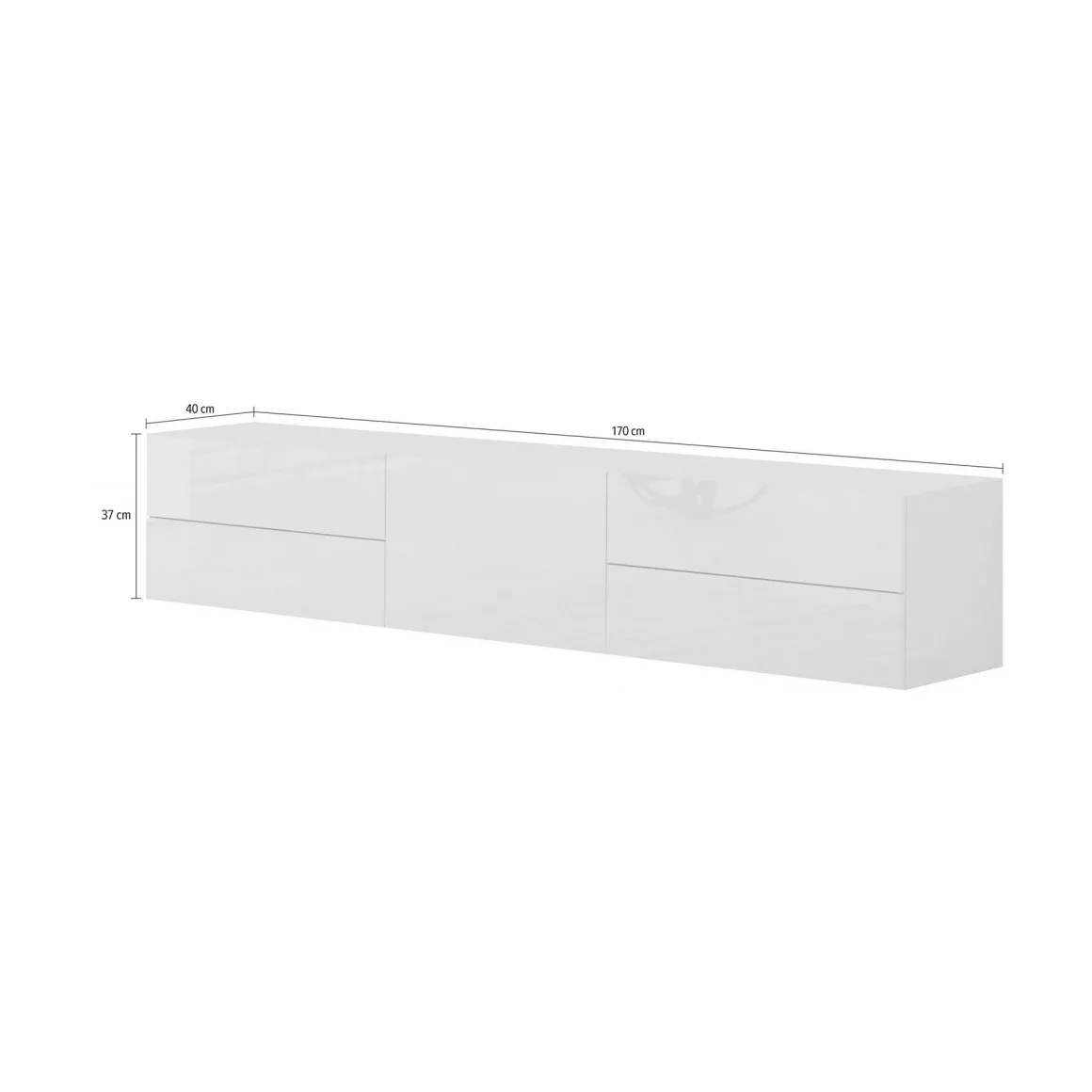 Base TV bianco lucido 170x40x35h cm in legno - Ariad