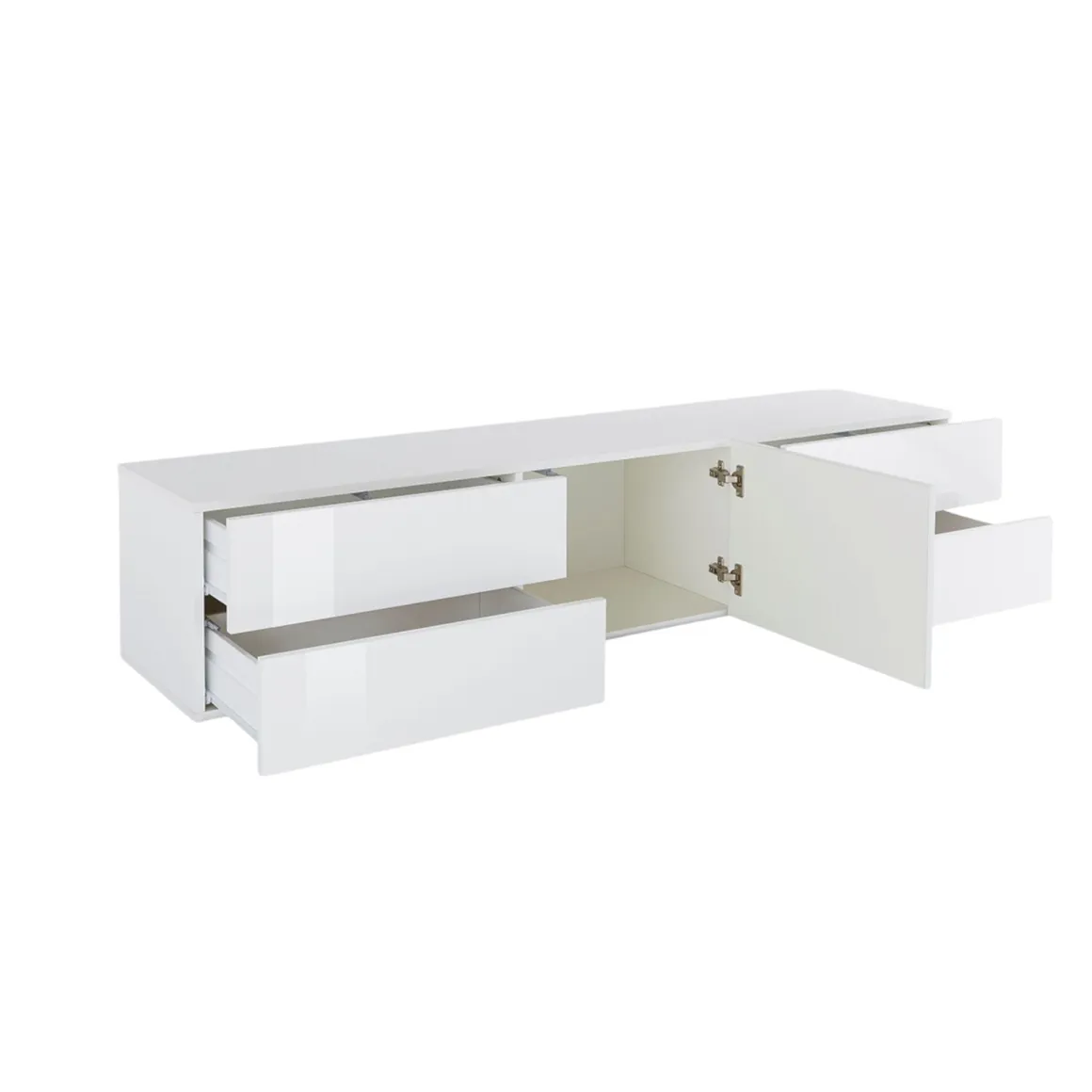 Base TV bianco lucido 170x40x35h cm in legno - Ariad