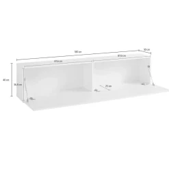 Base TV bianco lucido 180x30x40h cm in legno - Alakazam