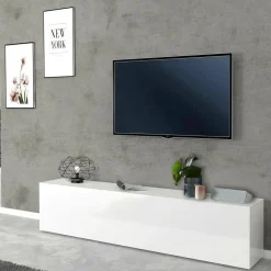 Base TV bianco lucido 180x30x40h cm in legno - Alakazam