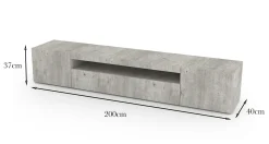 Base TV cemento 200x40x37h cm 3 ante - Amore
