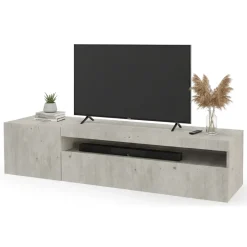 Mobili Porta Tv|Salotto > Dmora Base TV cemento 150x40x37h cm 2 ante - Ardy Grigio Cemento