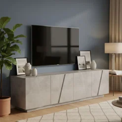 Mobili Porta Tv|Salotto > Dmora Base TV cemento 162x44x46h cm 4 ante e 1 cassetto - Acix Grigio Cemento