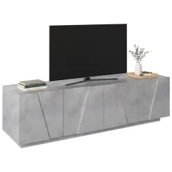 Mobili Porta Tv|Salotto > Dmora Base TV cemento 162x44x46h cm 4 ante e 1 cassetto - Acix Grigio Cemento