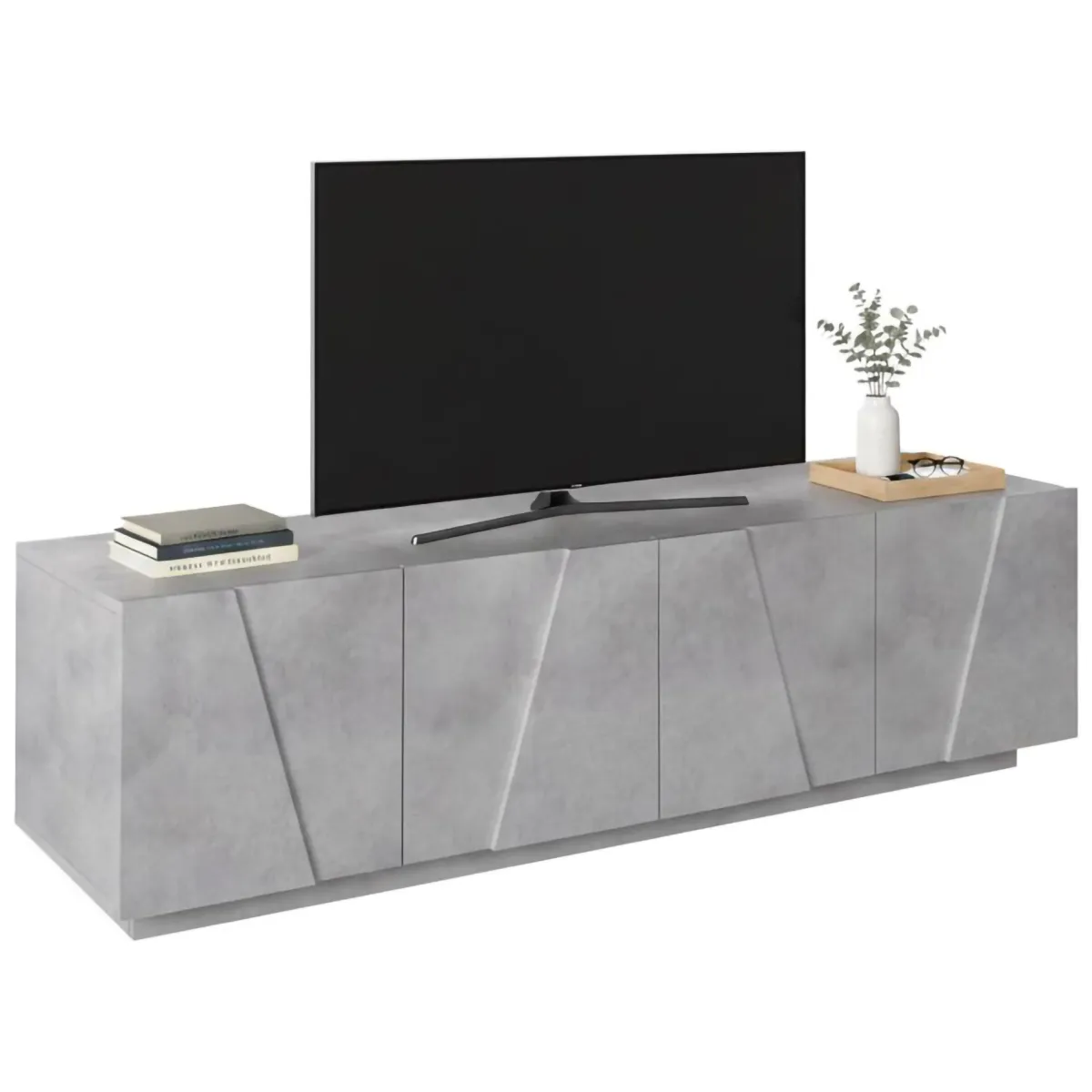 Mobili Porta Tv|Salotto > Dmora Base TV cemento 162x44x46h cm 4 ante e 1 cassetto - Acix Grigio Cemento