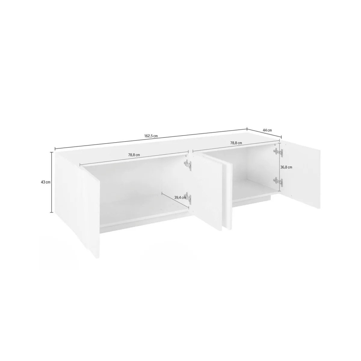 Mobili Porta Tv|Salotto > Dmora Base TV cemento 162x44x46h cm 4 ante e 1 cassetto - Acix Grigio Cemento