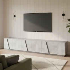 Base TV cemento 244x44x46h cm 6 ante e 1 cassetto - Aemilor