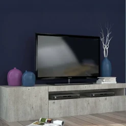 Base TV cemento 150x40x37h cm 2 ante in legno - Ardy
