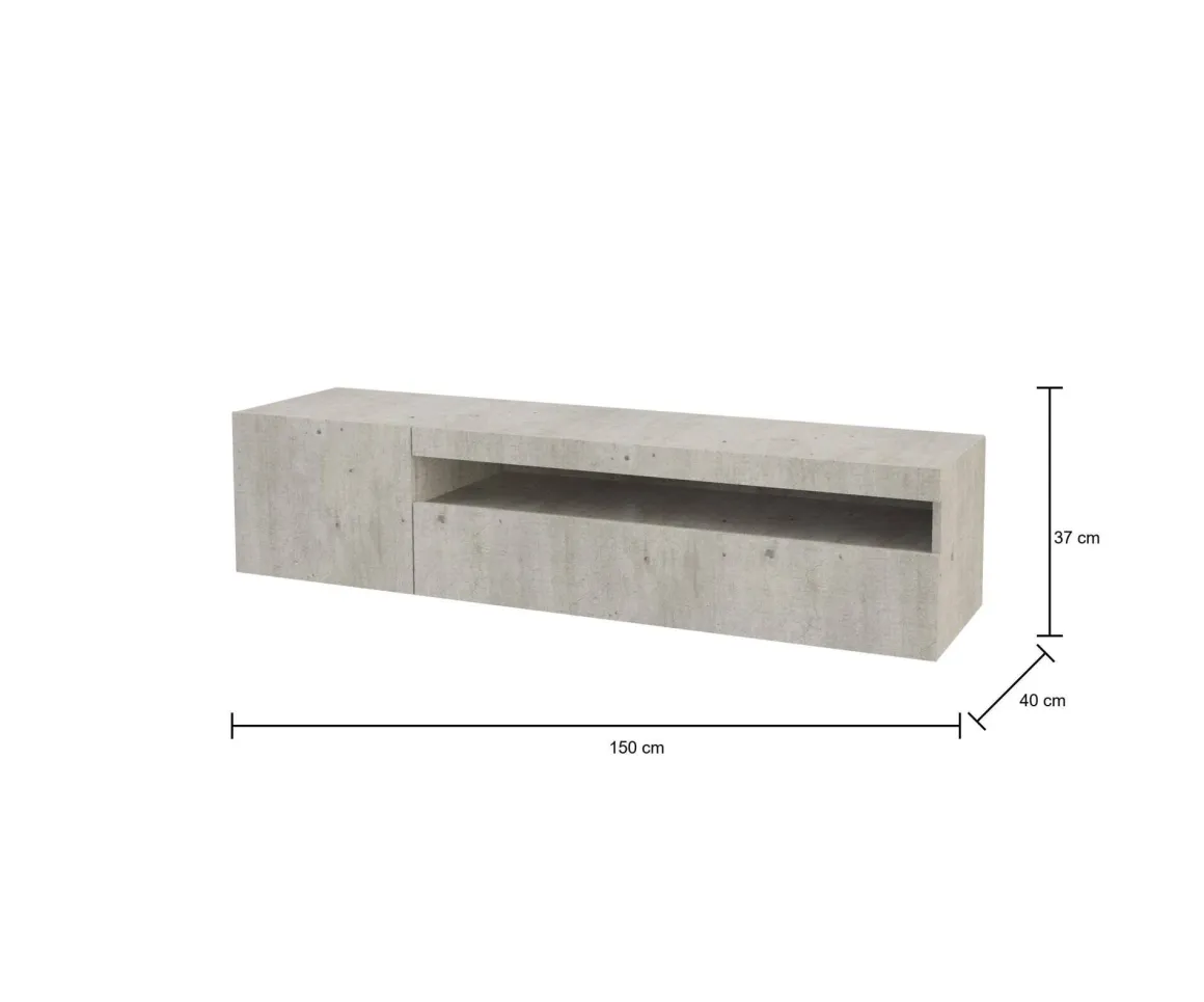 Base TV cemento 150x40x37h cm 2 ante in legno - Ardy