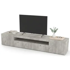 Mobili Porta Tv|Salotto > Dmora Base TV cemento 200x40x37h cm 3 ante in legno - Amore Grigio Cemento
