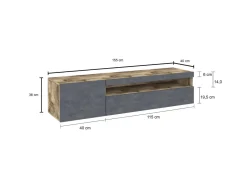 Salotto > Dmora Base TV legno e ardesia 150x40x37h cm 2 ante - Aquilo Grigio Ardesia, Marrone Acero