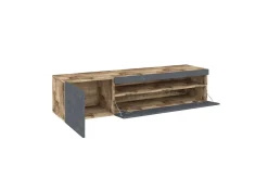 Salotto > Dmora Base TV legno e ardesia 150x40x37h cm 2 ante - Aquilo Grigio Ardesia, Marrone Acero