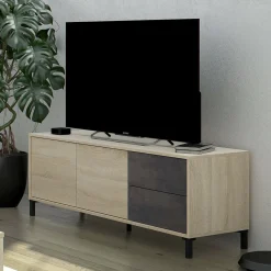 Mobili Porta Tv|Salotto > Dmora Base TV rovere e antracite 130x41x47h cm 2 ante e 2 cassetti - Alva Nero Antracite, Marrone Rovere