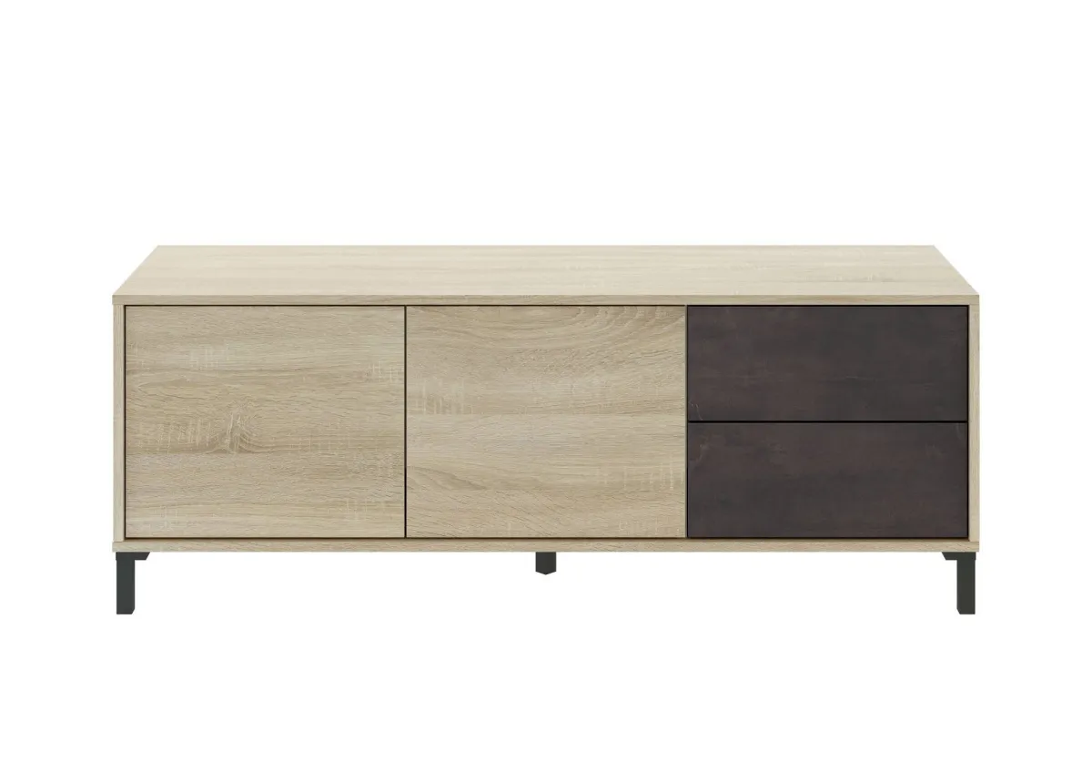 Mobili Porta Tv|Salotto > Dmora Base TV rovere e antracite 130x41x47h cm 2 ante e 2 cassetti - Alva Nero Antracite, Marrone Rovere