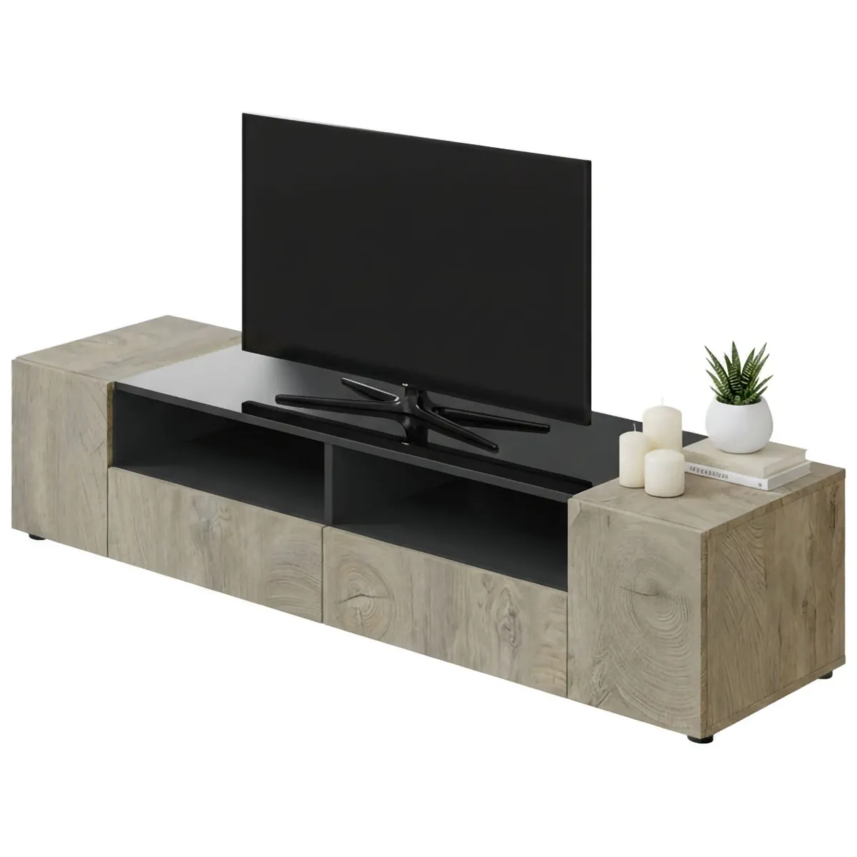 Mobili Porta Tv|Salotto > Dmora Base TV rovere 138x42x36h cm 4 ante - Ebe Marrone Rovere