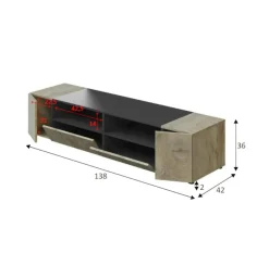 Mobili Porta Tv|Salotto > Dmora Base TV rovere 138x42x36h cm 4 ante - Ebe Marrone Rovere