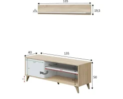 Base TV rovere 135x40x50h cm in legno - Amerino