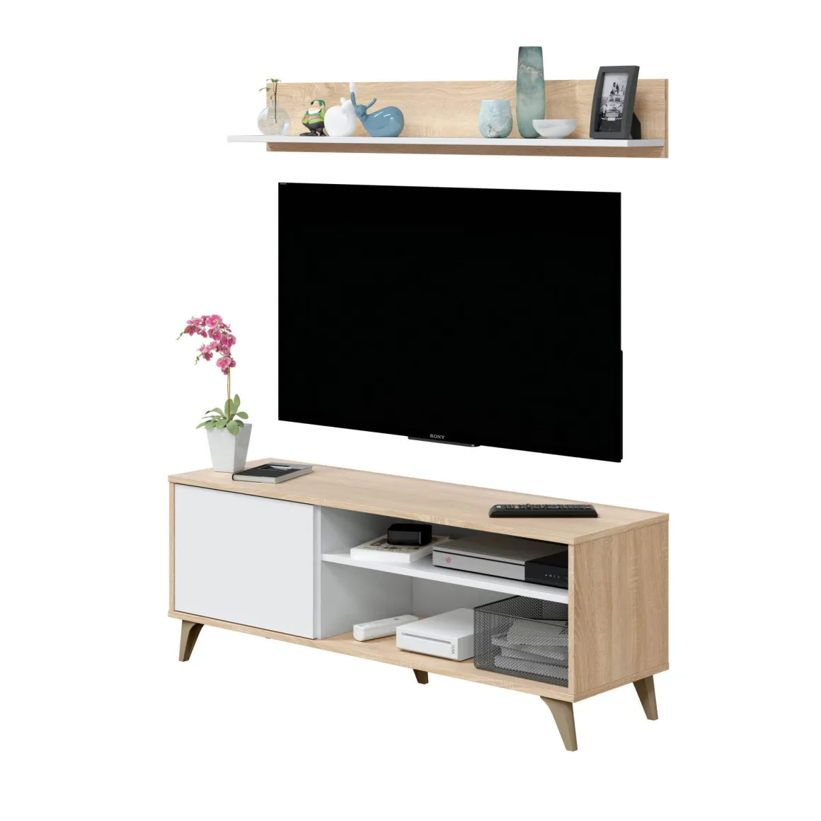 Base TV rovere 135x40x50h cm in legno - Amerino