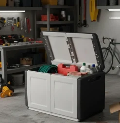Baule da garage in plastica 96x53x57h cm grigio chiaro e nero - Andra