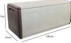 Bauli > Dmora Baule da giardino impermeabile 138x53x57h cm beige e marrone - Achse Beige, Marrone