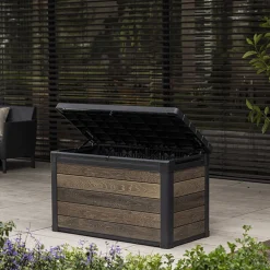 Baule Marrone Noce Marrone Rovere Scuro Lucchettabile, Finitura in Resina Chiusura a Ribalta 123x62x71h cm - Marshall