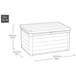 Baule Marrone Noce Marrone Rovere Scuro Lucchettabile, Finitura in Resina Chiusura a Ribalta 123x62x71h cm - Marshall